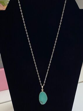 Turquoise Pendant on Cable Chain